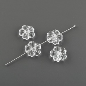 투명 글라스 다섯잎꽃 양면 통과형 팔찌 귀걸이재료 (2개) e2405-16